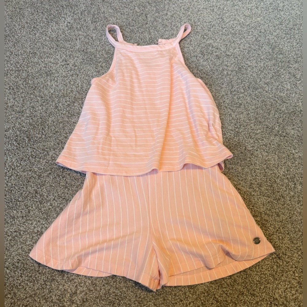 Roxy Pink Striped Girls Roxy Kids Romper. Size 8